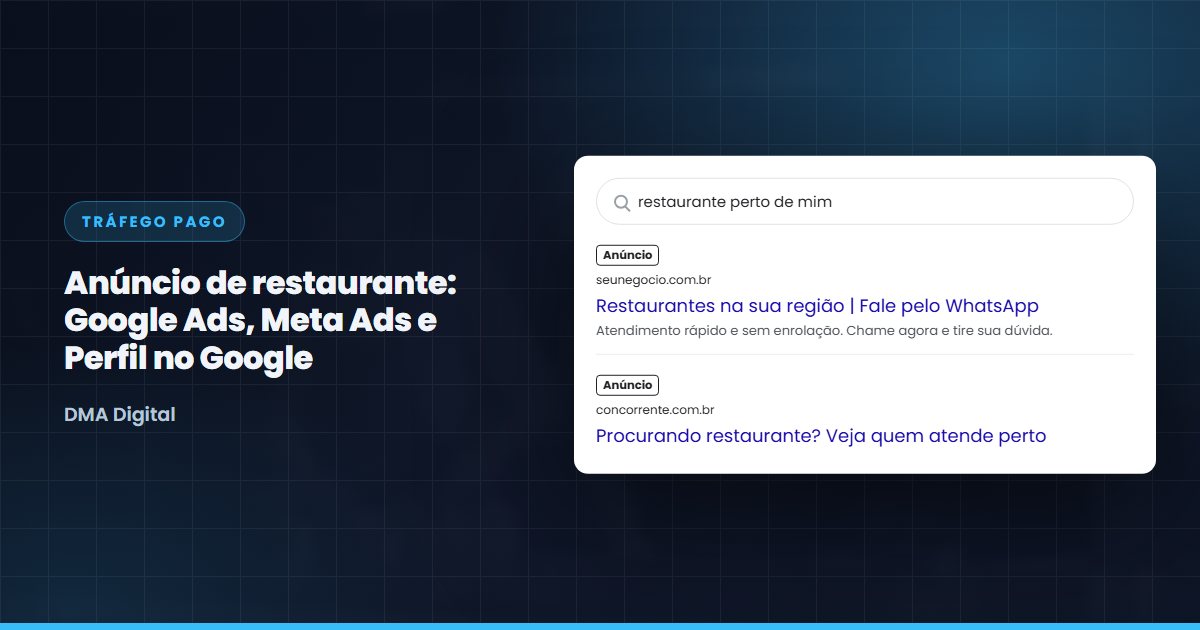 Busca do Google com anúncios de restaurantes