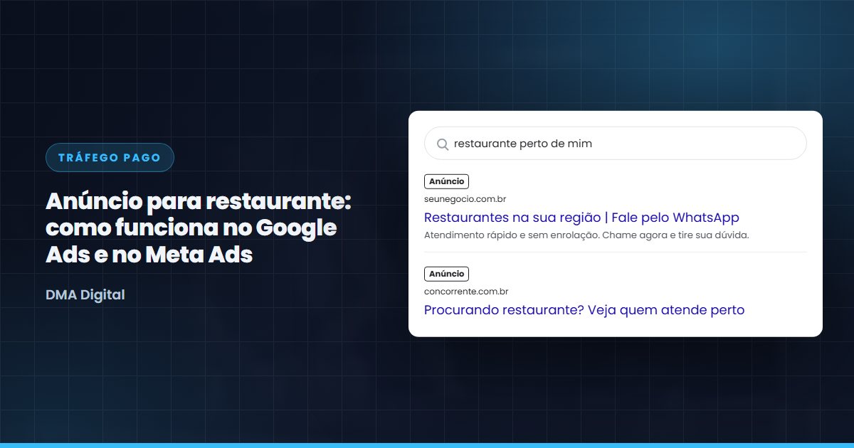 Busca do Google com anúncios de restaurantes