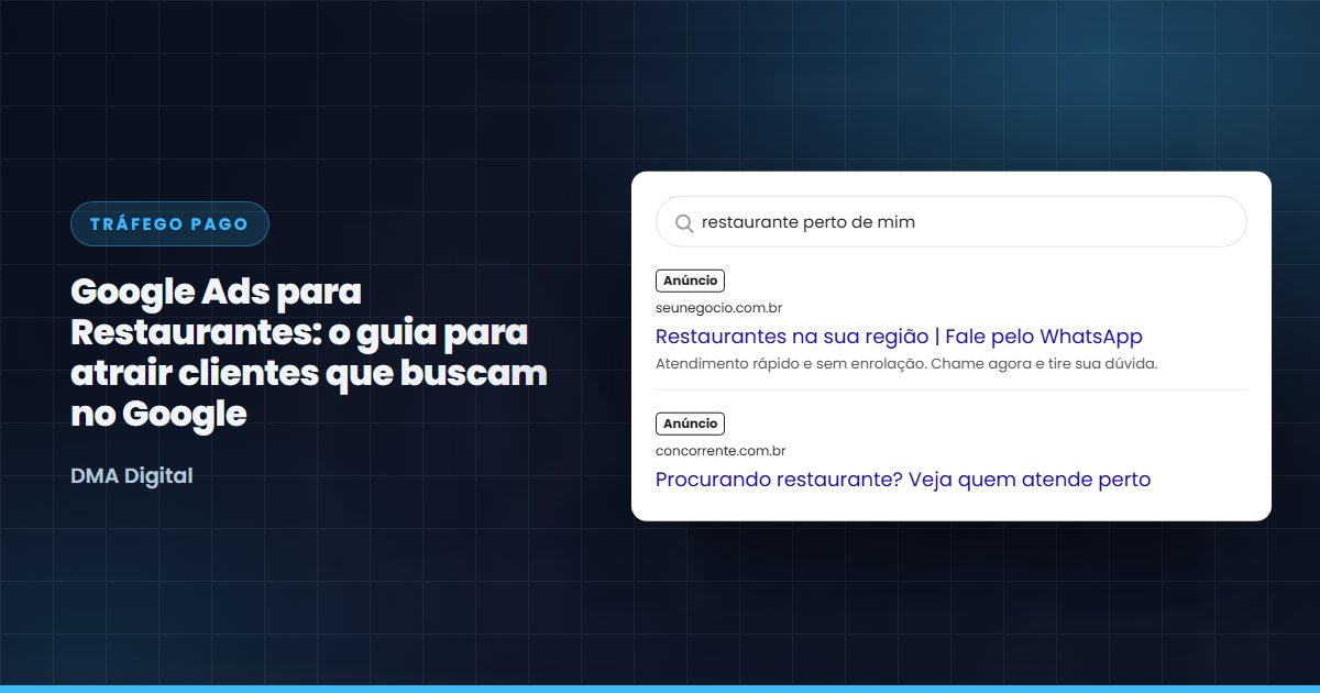 Busca do Google com anúncios de restaurantes